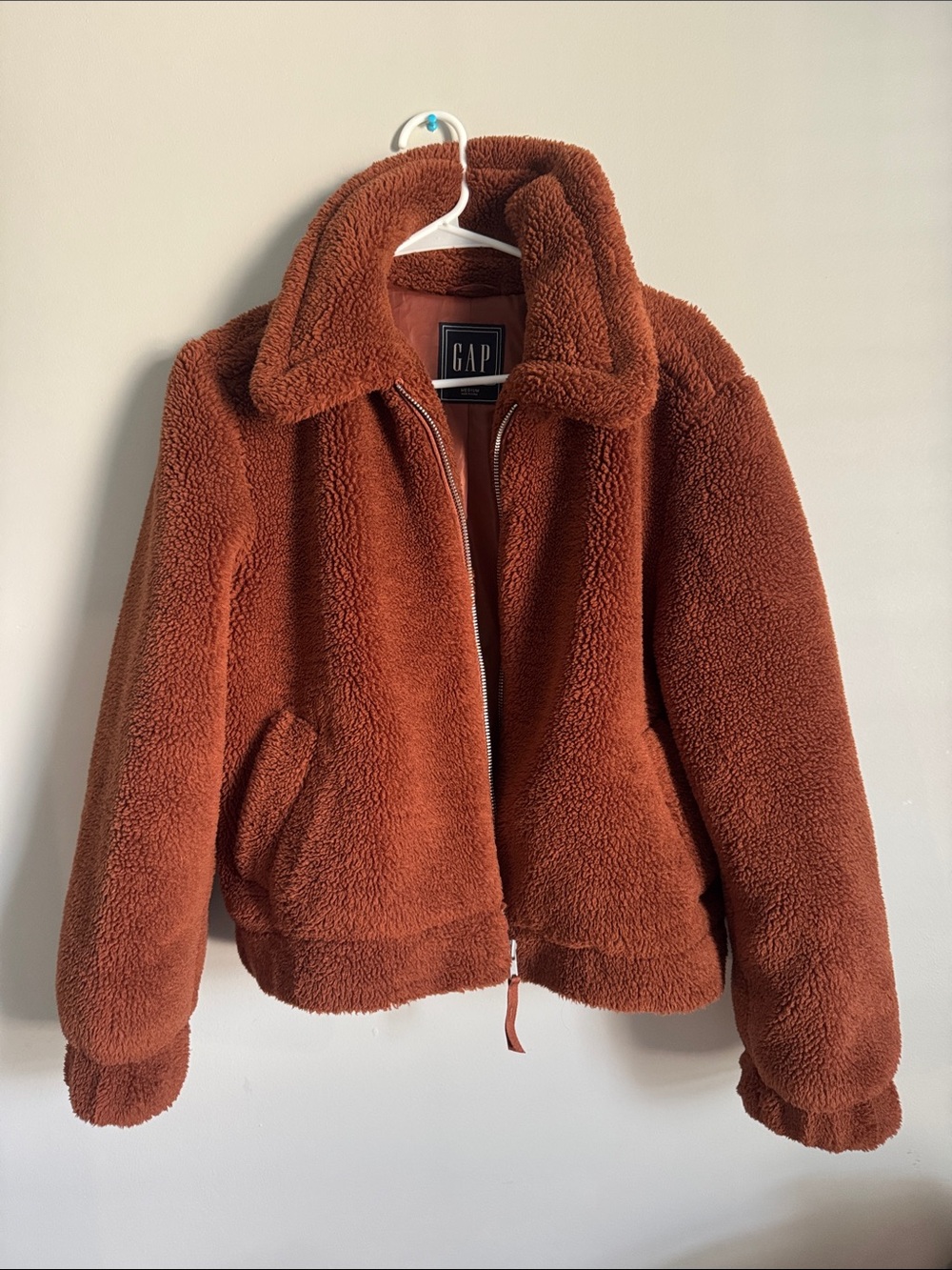 GAP Women's Rust-Orange Teddy Zip Jacket